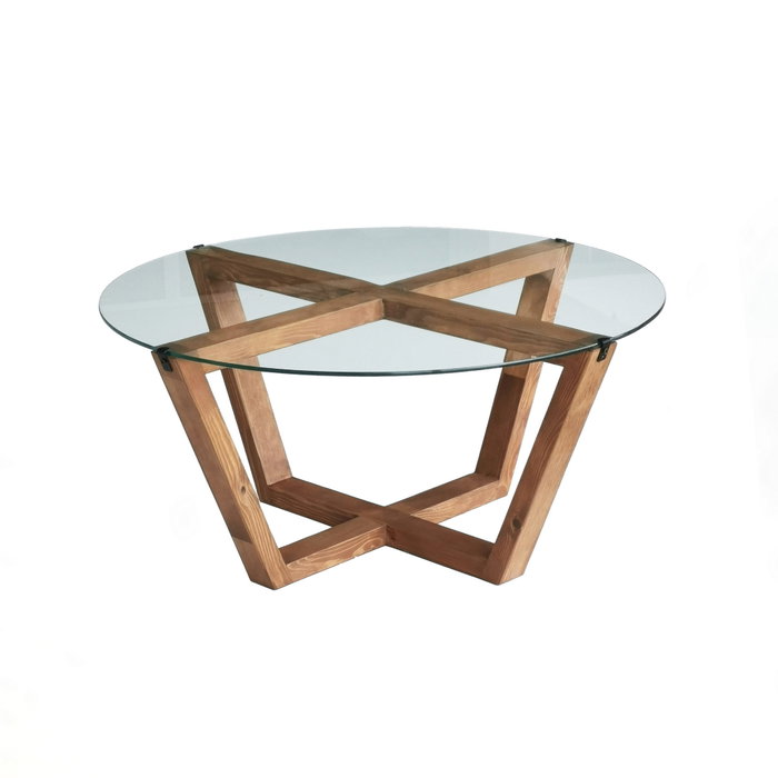 Hanah Home Mesa de Centro Lotus con Cristal Templado y Madera Hanah Home Mesa de Centro Lotus con Cristal Templado y Madera